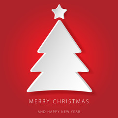 Obraz premium White Christmas Tree with Red Background