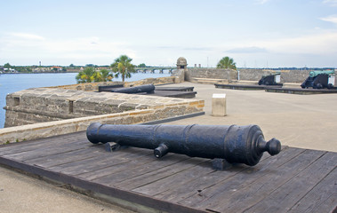 16th century canon aiming at the sea, St. Augustine, FL