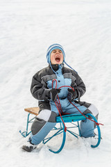 Boy on sled