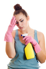 woman tired of cleaning