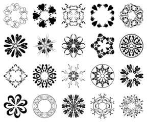 set of black round design elements - vector