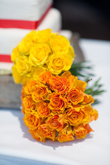 wedding bouquet orange roses