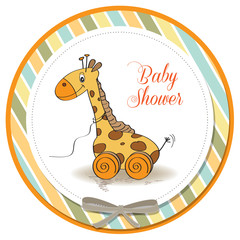 Baby shower card with cute giraffe
