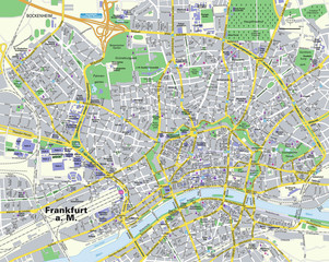 Citymap Frankfurt - obrazy, fototapety, plakaty