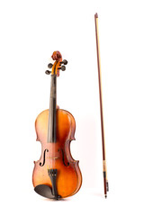 Fototapeta na wymiar retro vintage skrzypce samodzielnie na białym tle