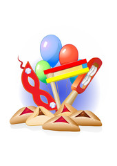 purim decorative border with balloons and sweets