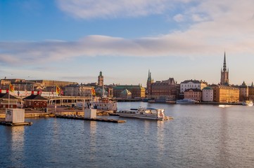 Fototapeta premium Stockholm Olt town and Harbour at Dawn