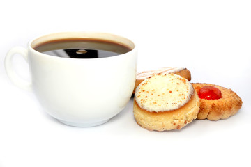 Coffee cup and cookies