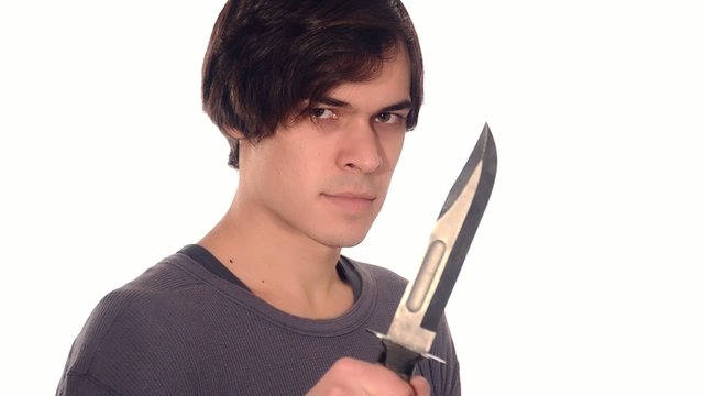 young man with knife