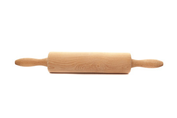 wooden rolling pin isolated on white background - 49033161