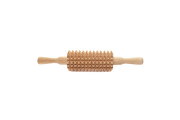 Wooden roller-pin isolated on white background