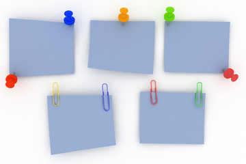sheets of paper on the buttons and paper clips
