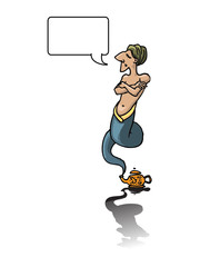 Cartoon Gennie With Speach Bubble