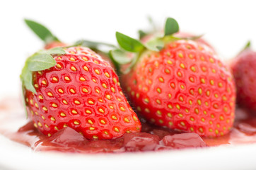 Strawberry on Strawberry Sauce