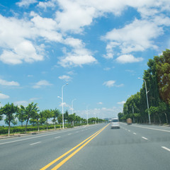 straight road and sky