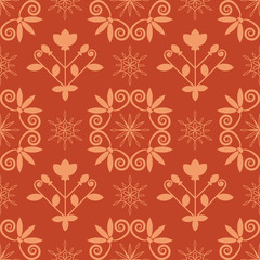 Red seamless floral damask pattern