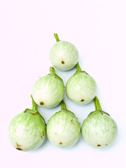 fresh green eggplants, CHIONATHUS PARKINONII , isolated on white