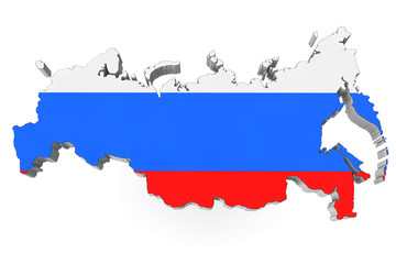 Map of Russia in Russian flag colors