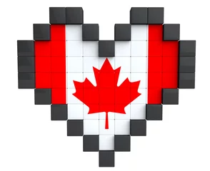 Cercles muraux Pixels Pixel Heart comme drapeau du Canada