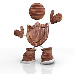wooden protection 3d character Illustration