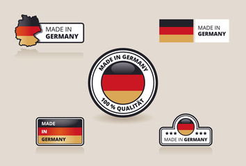 Collection of Made in Germany Labels, Badges and Stickers