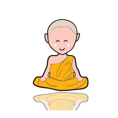 hand-drawn cartoon character happy buddhist monk