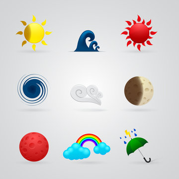 set of color weather icons