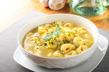 Stuffed tortellini in broth