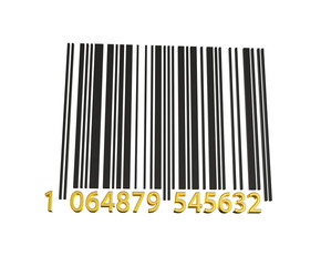 A 3D EAN bar code, isolated on white background