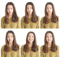 Portrait collage of attractive young woman - 49041520