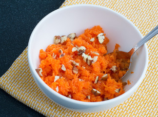 Salad from grated carrots and nuts