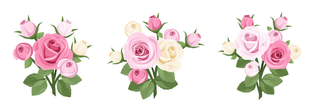 Set of roses branches. Vector illustration. © naddya