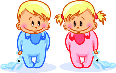 Векторная иллюстрация мальчик и девочка