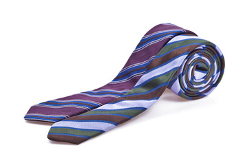 two elegant silk male ties (necktie) on white