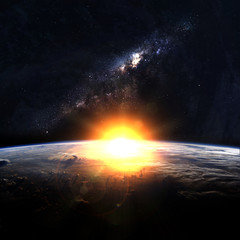 Earth with rising sun