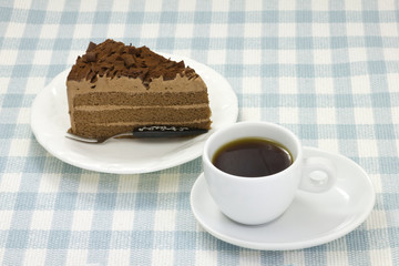 chocolate cake and coffee