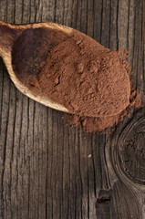 Cocoa powder  wooden spoon