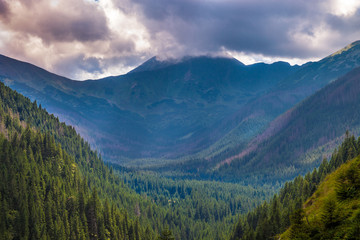 Mountain landscape in the Tatra National Park, Poland.