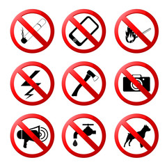 collection of ban road signs
