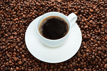 coffee cup and coffee beans