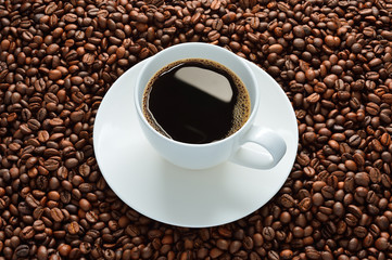 coffee cup and coffee beans