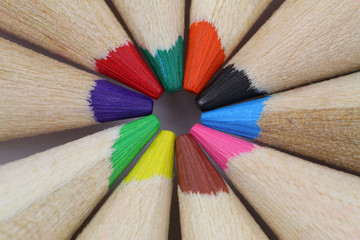 Macro of colourful pencils