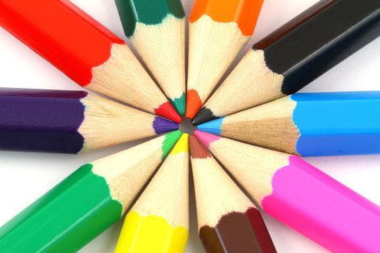 Macro of colourful pencils