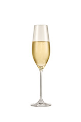 glass of champagne isolated on white