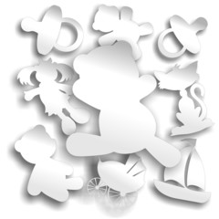 Baby Objects White Stickers Labels-Neonato Etichette Bianche