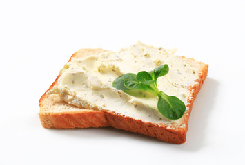 White bread with cheese spread