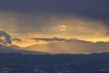 Dusk over Montecatini in Italy
