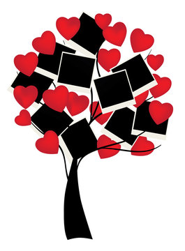 vector tree with hearts and blank photos