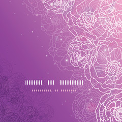 Vector purple glowing flowers magical square template background