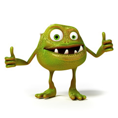 3d rendered illustration of a funny bacteria toon